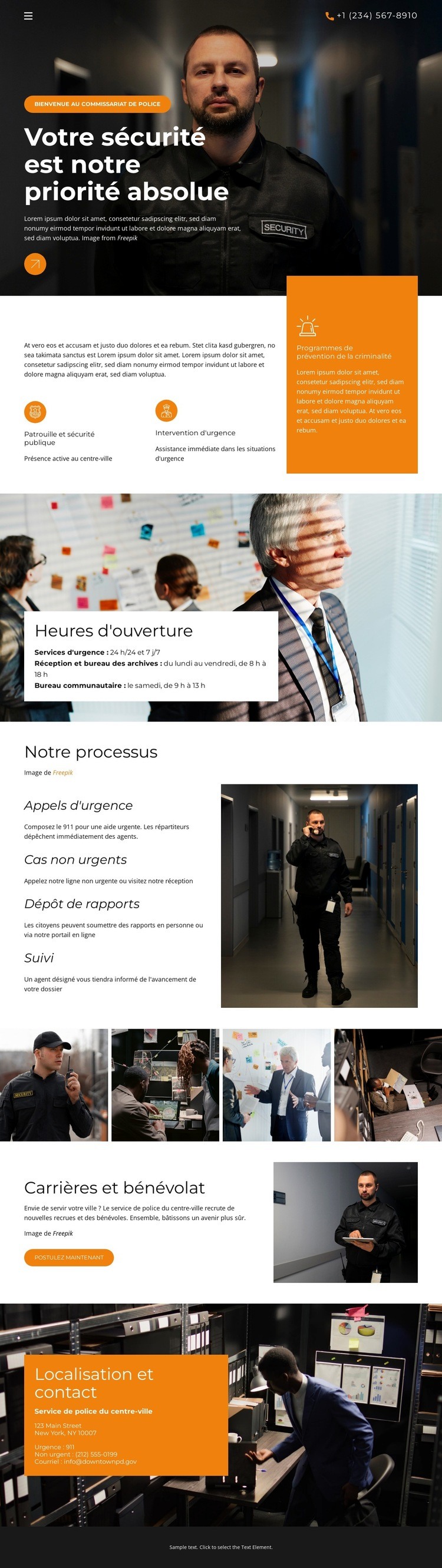 Services de police communautaires Maquette de site Web