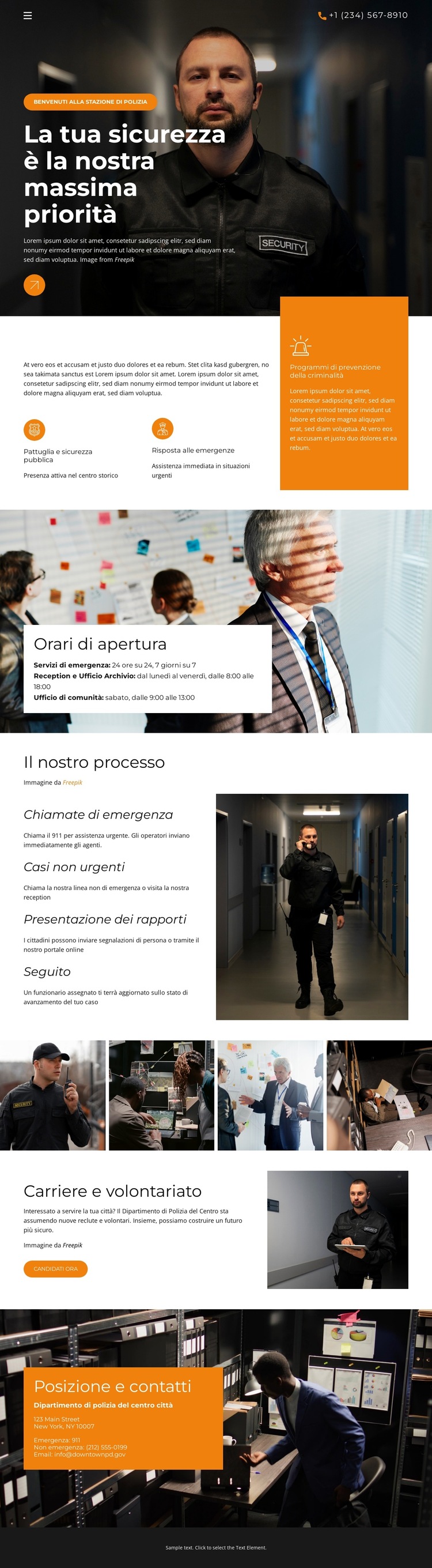 Servizi di polizia di comunità Modello di sito Web