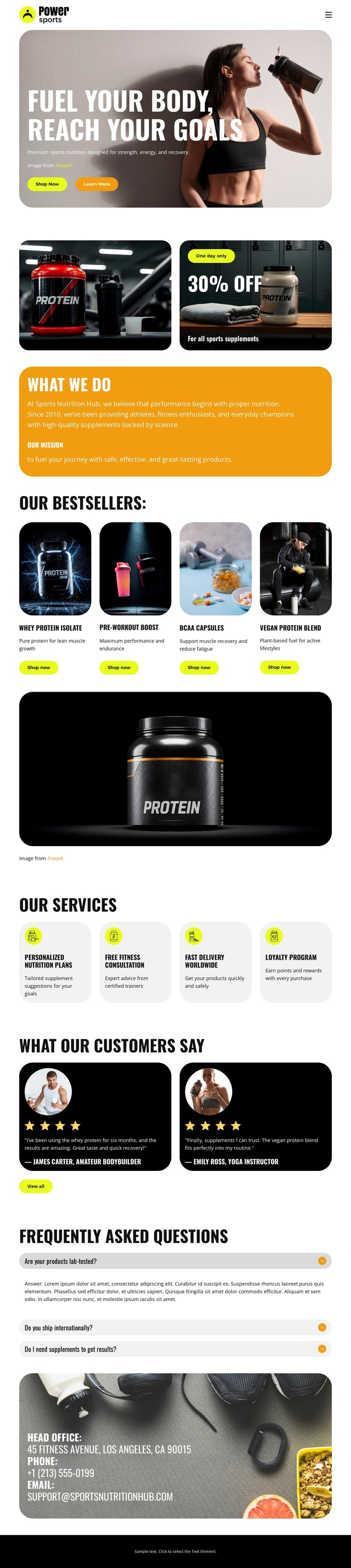 Premium sports nutrition CSS Template