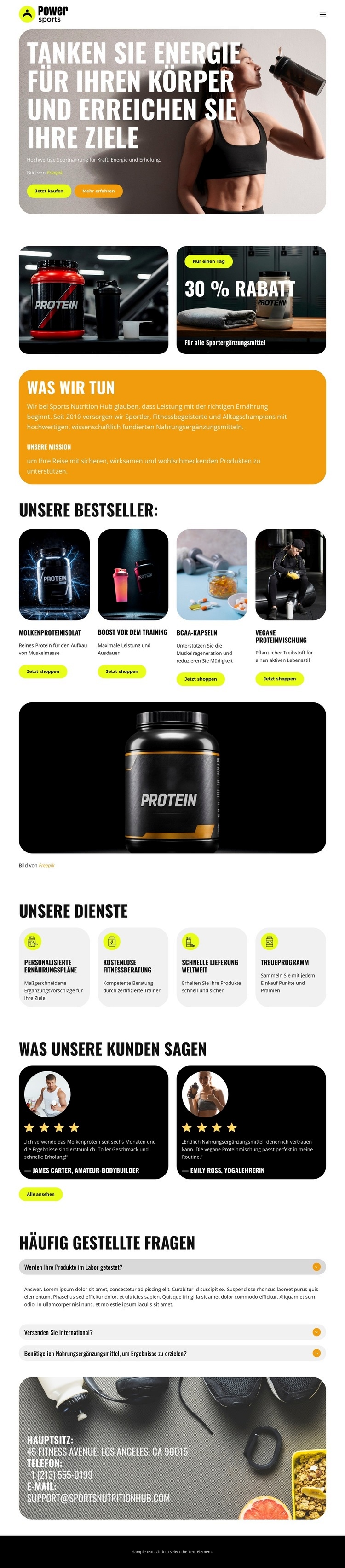 Premium-Sportnahrung Website design