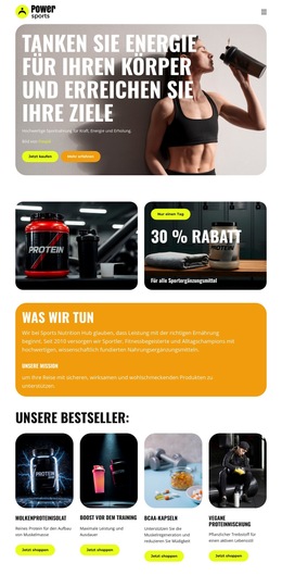 Premium-Sportnahrung Website-Vorlagen