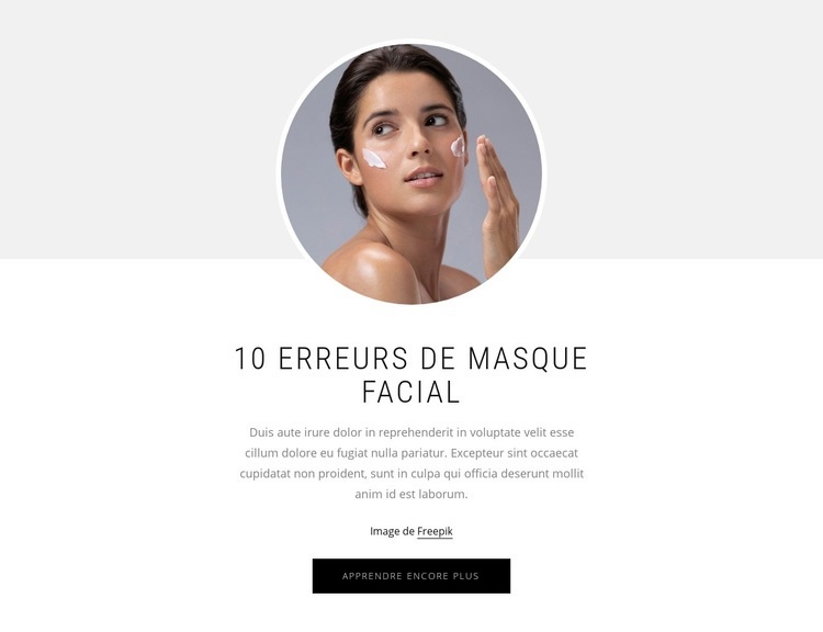 10 erreurs de masque facial Maquette de site Web