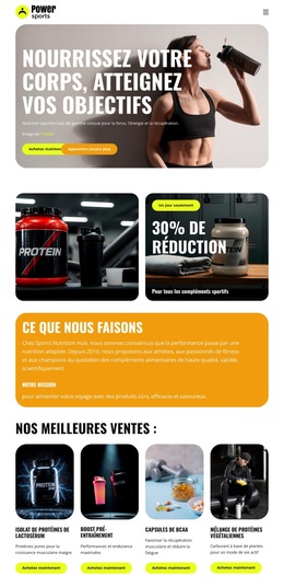 Nutrition sportive haut de gamme Modèles de sites Web