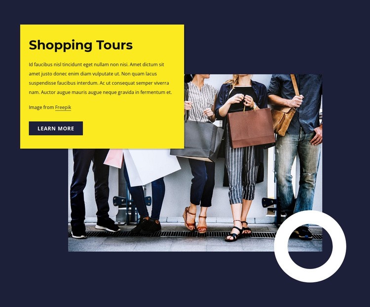 Shopping tours Html Code Example