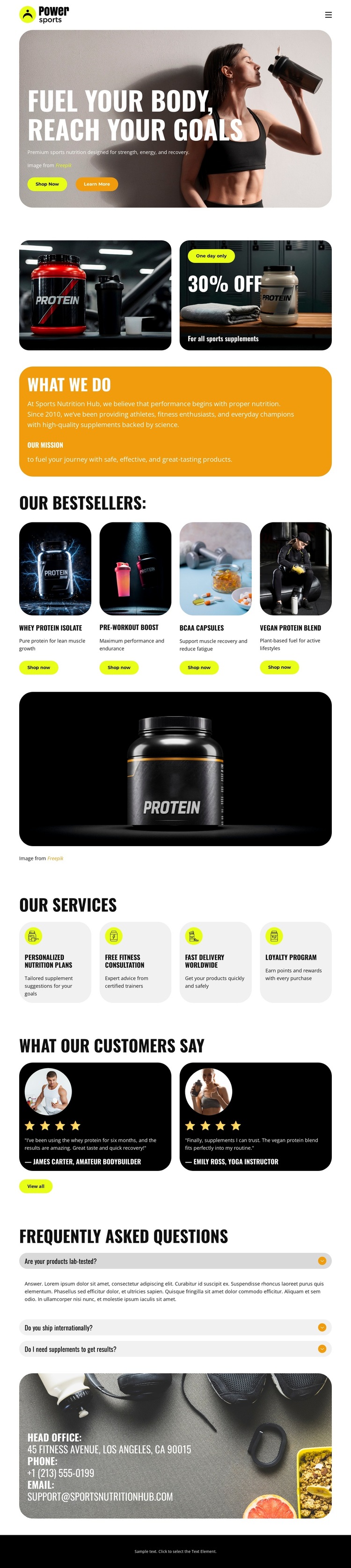 Premium sports nutrition HTML5 Template