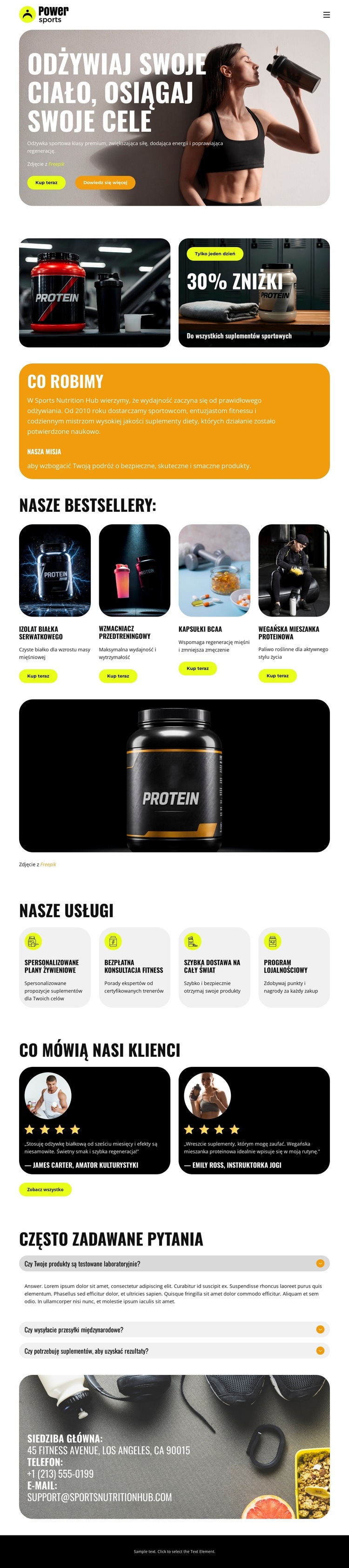 Odżywki sportowe premium Szablon witryny sieci Web