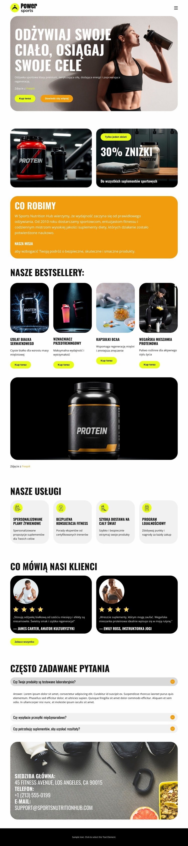 Odżywki sportowe premium Szablon