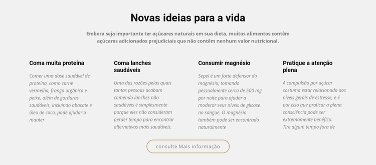 Novas ideias criativas para a vida Design do site