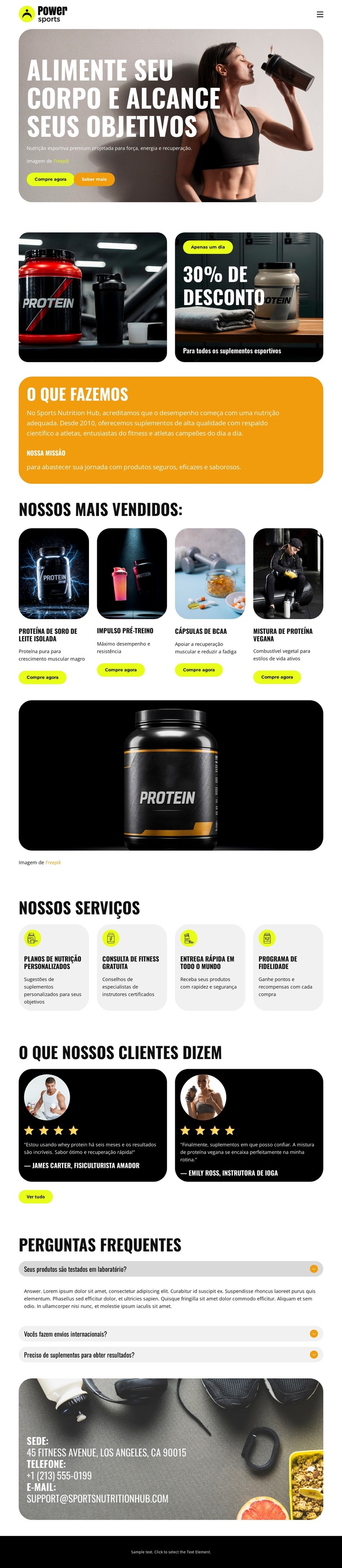 Nutrição esportiva premium Modelo HTML