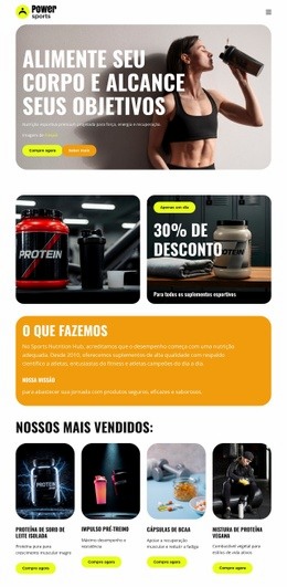 Nutrição esportiva premium Landing Pages