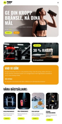 Premium sportnäring HTML-mallar