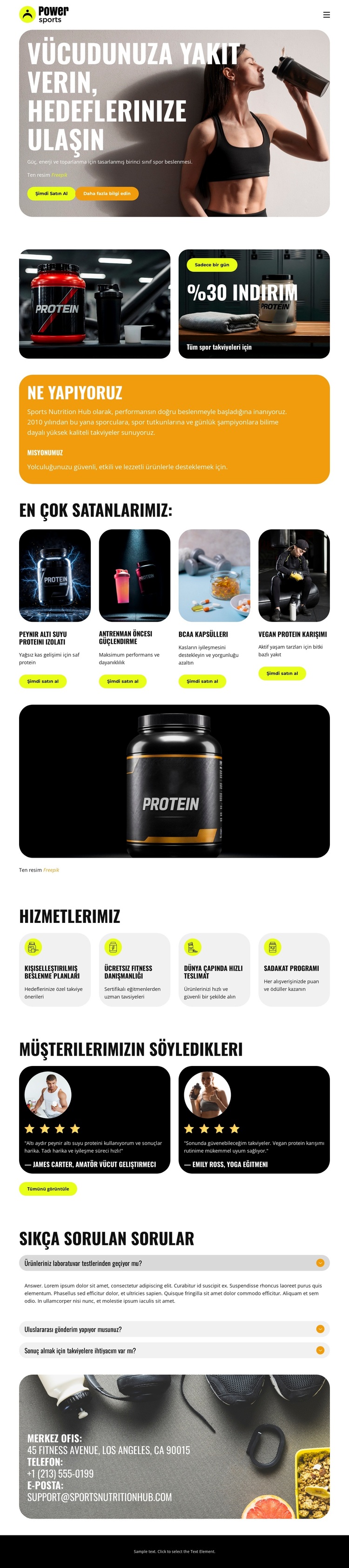 Premium spor beslenmesi WordPress Teması