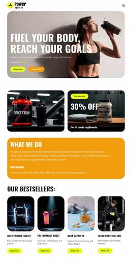 Premium sports nutrition Landing Pages