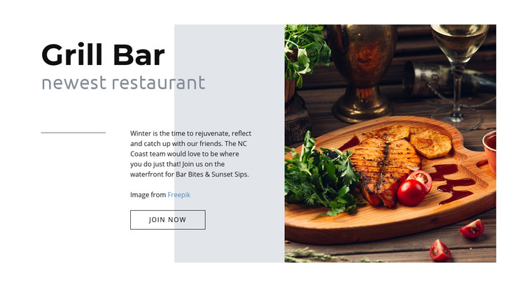 Seasonally inspired dishes Homepage Design