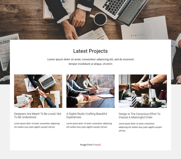 Latest consulting projects Homepage Design