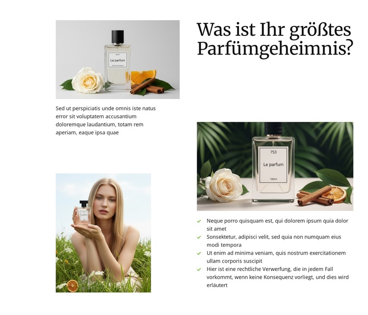 Verborgene Duftgeheimnisse Website-Vorlage