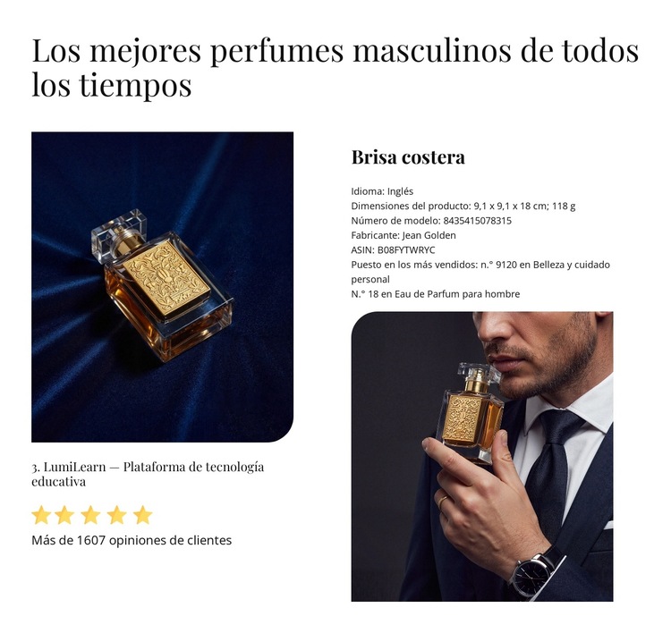 Los mejores perfumes para hombre Plantilla de sitio web