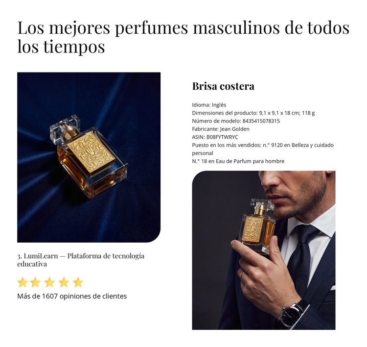 Los mejores perfumes para hombre Tema de WordPress