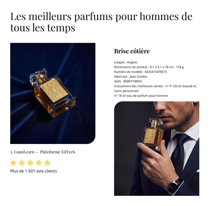 Les meilleurs parfums pour hommes Modèle de site Web