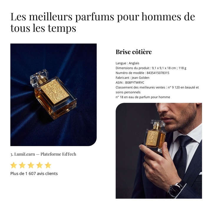 Les meilleurs parfums pour hommes Thème WordPress