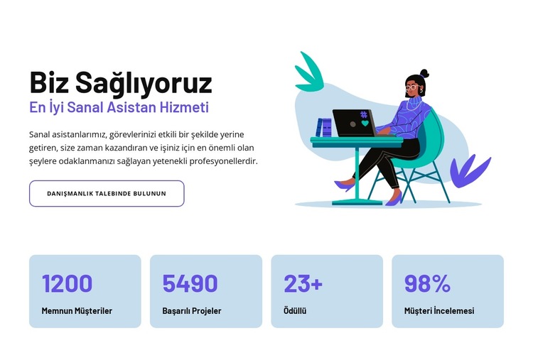 Akıllı asistan desteği Web Sitesi Şablonu
