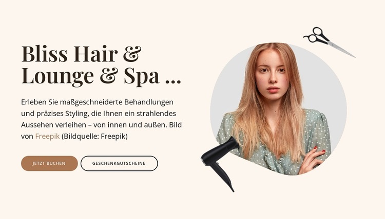 Haar- und Wellnessdienstleistungen Website-Vorlage