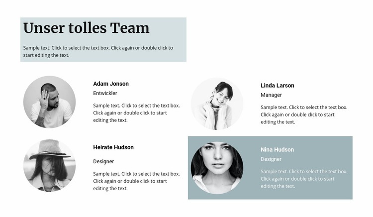 Vier Teammitglieder Website-Modell