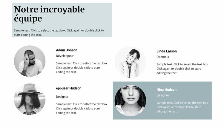 Quatre membres de l'équipe Créateur de site Web HTML