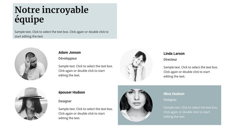 Quatre membres de l'équipe Modèle HTML5