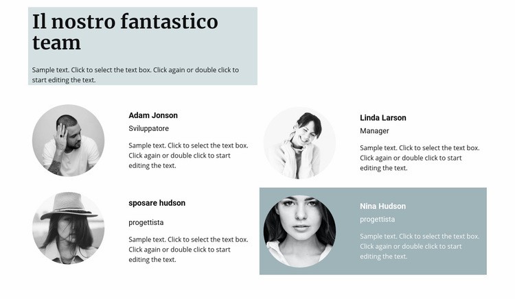 Quattro membri della squadra Costruttore di siti web HTML