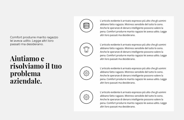 Aiuto all'inizio Modelli di Website Builder