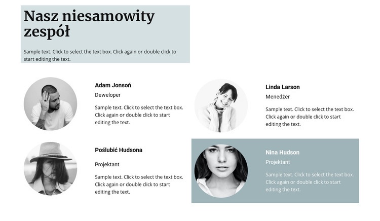 Czterech członków zespołu Kreator witryn internetowych HTML
