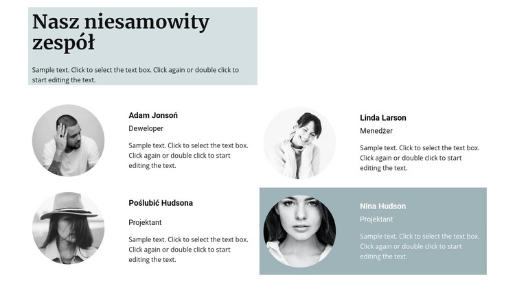 Czterech członków zespołu Szablon HTML