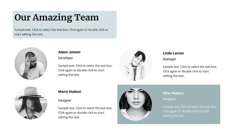 Four team members Squarespace Template Alternative