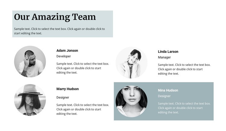Fyra teammedlemmar Html webbplatsbyggare