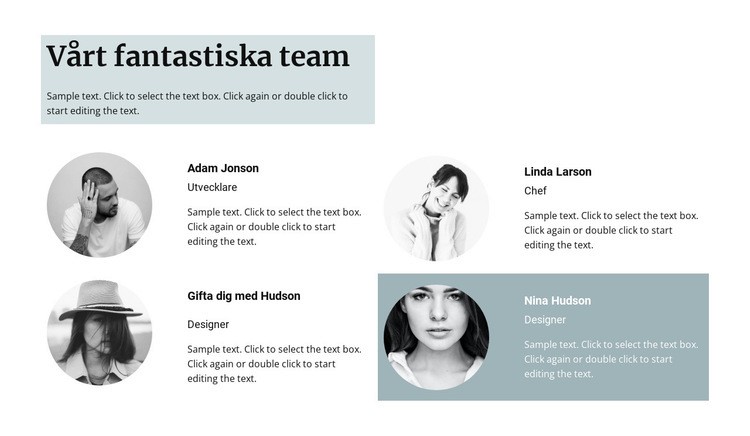 Fyra teammedlemmar CSS -mall