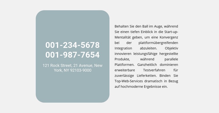 Telefonadresse und SMS Website Builder-Vorlagen