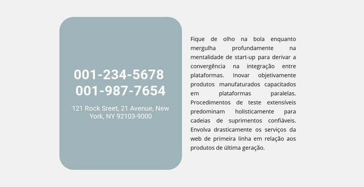 Endereço e texto dos telefones Modelo HTML5