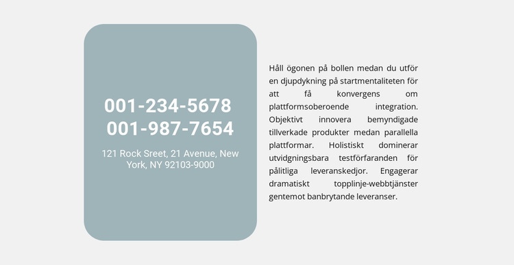 Telefon adress och text CSS -mall