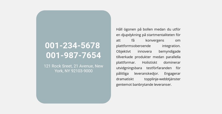 Telefon adress och text HTML-mall