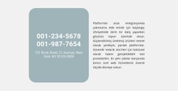 Telefon Adresi Ve Metin Için Ana Sayfa Bölümleri