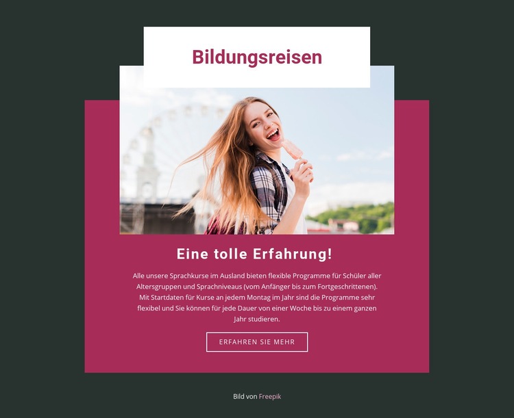 Bildungsreisen Website-Modell