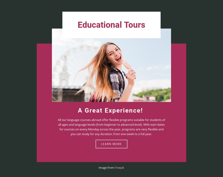 Educational tours Homepage Design