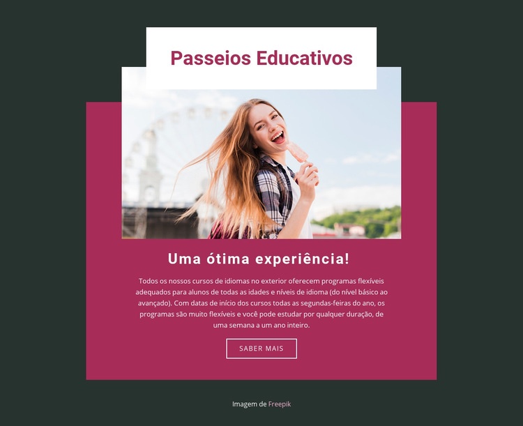 Passeios educativos Maquete do site