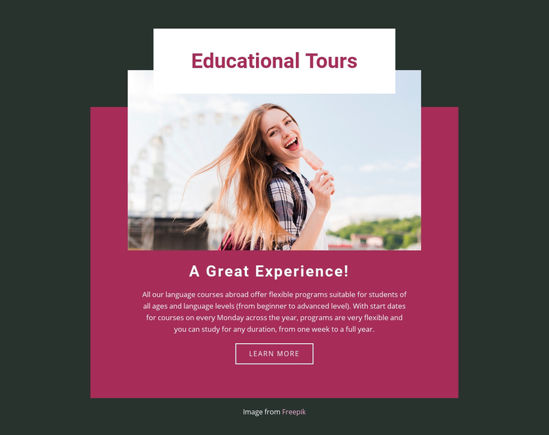 Educational tours Squarespace Template Alternative
