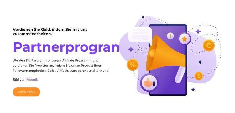 Treten Sie unserem Partnerprogramm bei HTML-Vorlage
