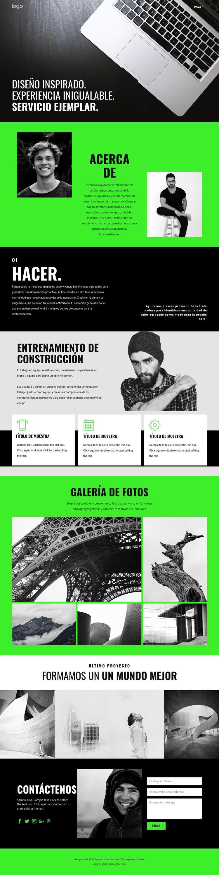 Servicios empresariales inspirados Diseño de páginas web