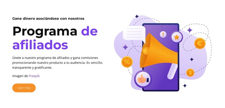 Únase a nuestro programa de afiliados Plantilla HTML