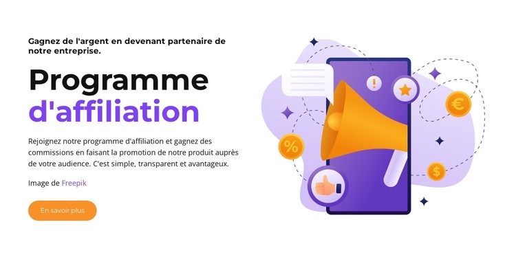 Rejoignez notre programme d'affiliation Modèle CSS