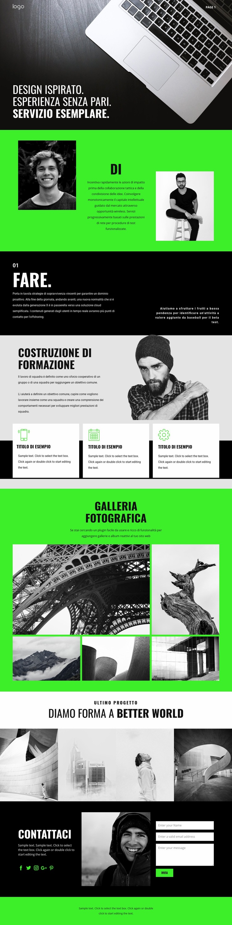 Servizi aziendali ispirati Mockup del sito web